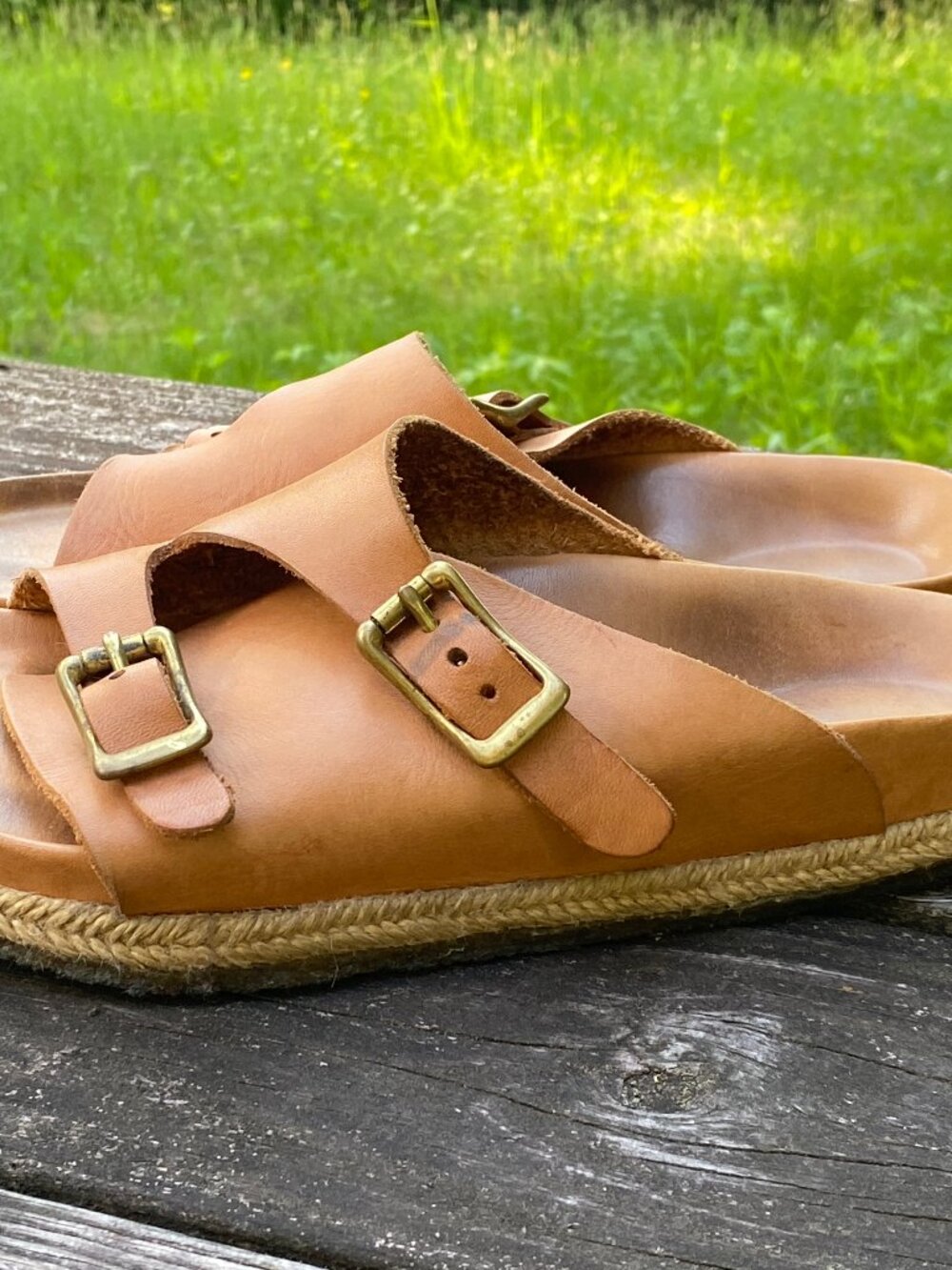 Vintage Tan "Zurich" Birkentocks w/Woven Jute & Leather Lined Size 41 Euro/10 US - Picture 4 of 6